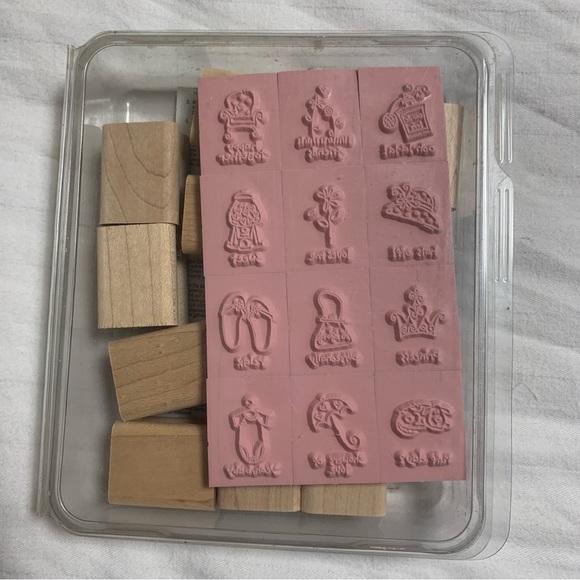Vintage STAMPIN' UP! A LITTLE LOVE Set of 12 Wood Mounted Rubber Stamp Retired - Picture 4 of 6